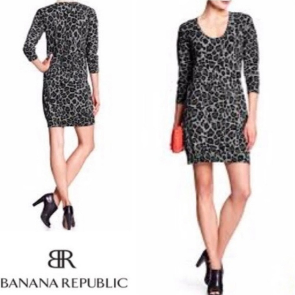Banana Republic Cheetah print cotton viscose blend sweater dress NWOT. size XS